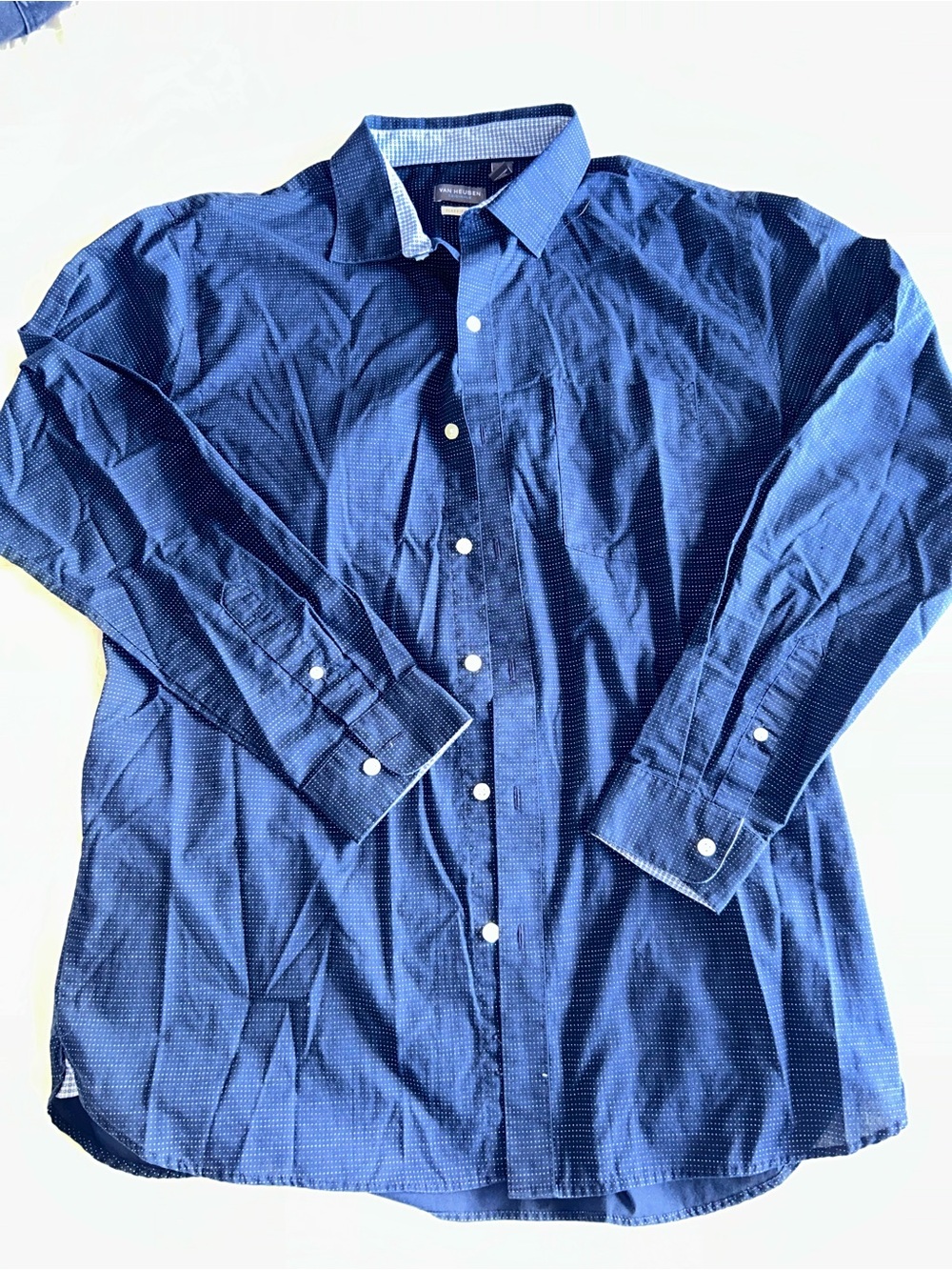 Van Heusen Navy Blue Micro-Pattern Dress Shirt
